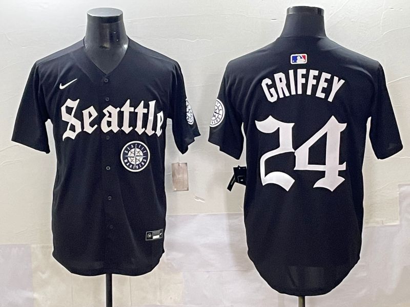 Men 2025 Seattle Mariners #24 Griffey Black Five generations Joint Name Nike MLB Jersey style 14->seattle mariners->MLB Jersey